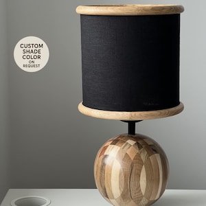 Wood table lamp, Wood base lamp, Modern bedside lamp, Wooden lamp, Decorative lamp, Wood lamp shade, Home decor gift, Table light, Desk lamp