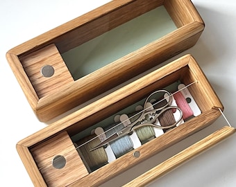 Wooden Embroidery Mini Box, Cross Stitch, Sewing Box, Floss Organizer, Thread Organiser, Needle Minder, Bobbins Storage, Craft Supplies