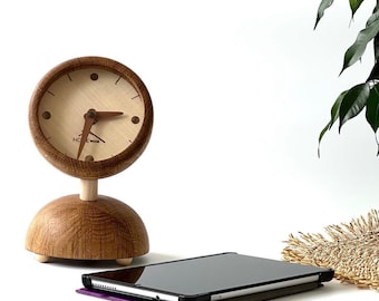 Handcrafted table clock, Desk clock, Wooden clock, Design table clock, Wood table clock, Wooden office clock, Unique desk clock, Design gift