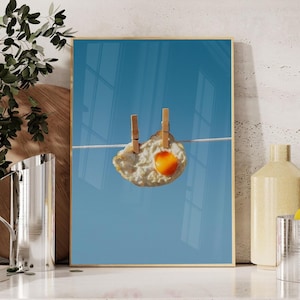 Fried Egg Wall Art, Kitchen Wall Art, Fried Egg Print, Printable Kitchen Art, Food Print, Sunny Side Up, Funny Kitchen Prints, Breakfast Bar