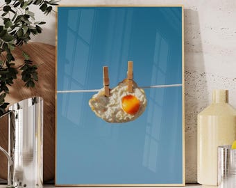 Fried Egg Wall Art, Kitchen Wall Art, Fried Egg Print, Printable Kitchen Art, Food Print, Sunny Side Up, Funny Kitchen Prints, Breakfast Bar
