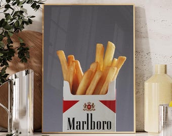 GRAINY French Fries Retro Print, Retro Kitchen Wall Art, Retro Print, Printable Kitchen Art, Food Print, Funny Kitchen Print, Breakfast Bar