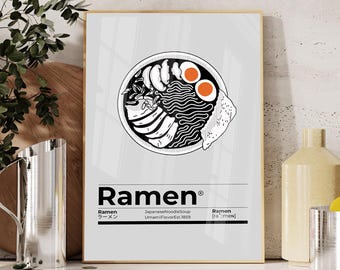 Ramen Poster, Kitchen Wall Art, Ramen, Ramen Print, Ramen Noodle, Noodle Wall Art, Noodles, Ramen Bowl, Food Print, Japanese, Asian Wall Art