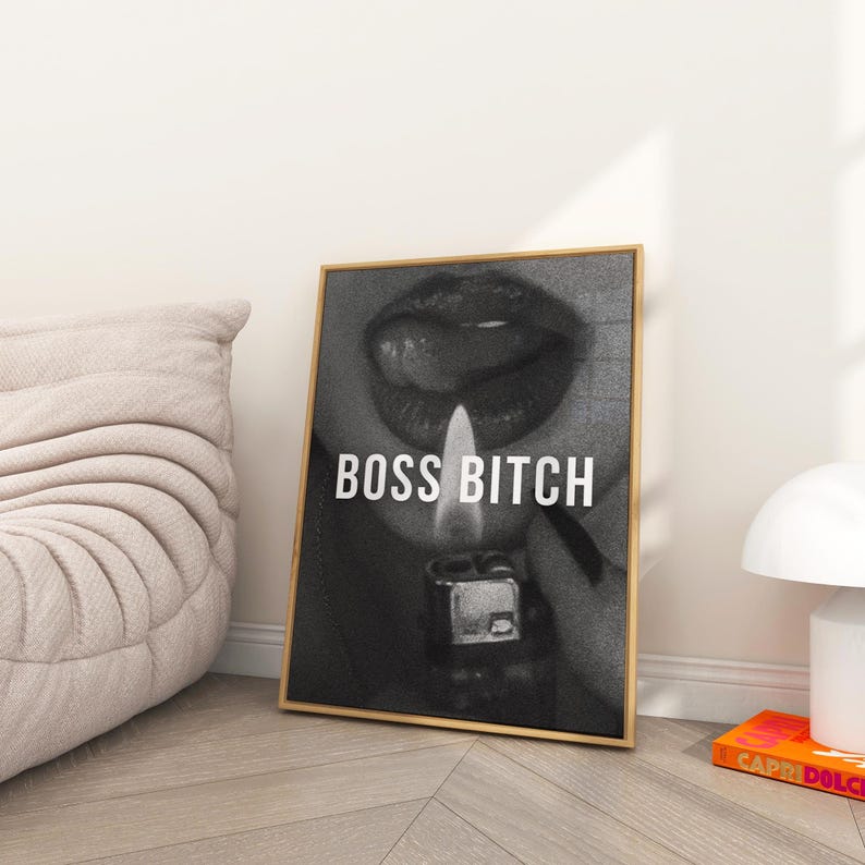 Impresión de Boss Bitch, arte de Girl Boss, arte de Female Boss, empoderamiento femenino, regalo para jefa, impresión feminista, decoración de dopamina, arte sáfico imagen 5