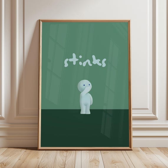 Smiski, Smiski Smelly, Smiski Wall Art, Funny Toilet Art, Funny Bathroom Art, Bathroom Wall Art, Toilet Art, Smiski Toilet Series, Stinky