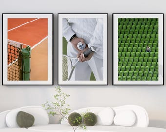 Tennismuurkunst set van 3, oud geld muurkunst, vintage tenniskunst, tennisbaan, tenniscadeaus, tennisprint, tennisposter, Polo Ralph Lauren
