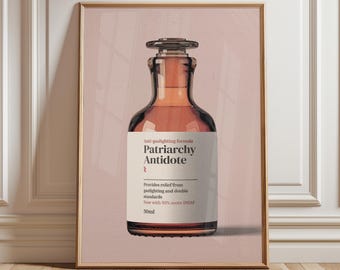 Arte antídoto al patriarcado, póster retro, póster vintage, arte de cocina vintage, arte divertido para el baño, arte sáfico, decoración de dopamina, arte feminista