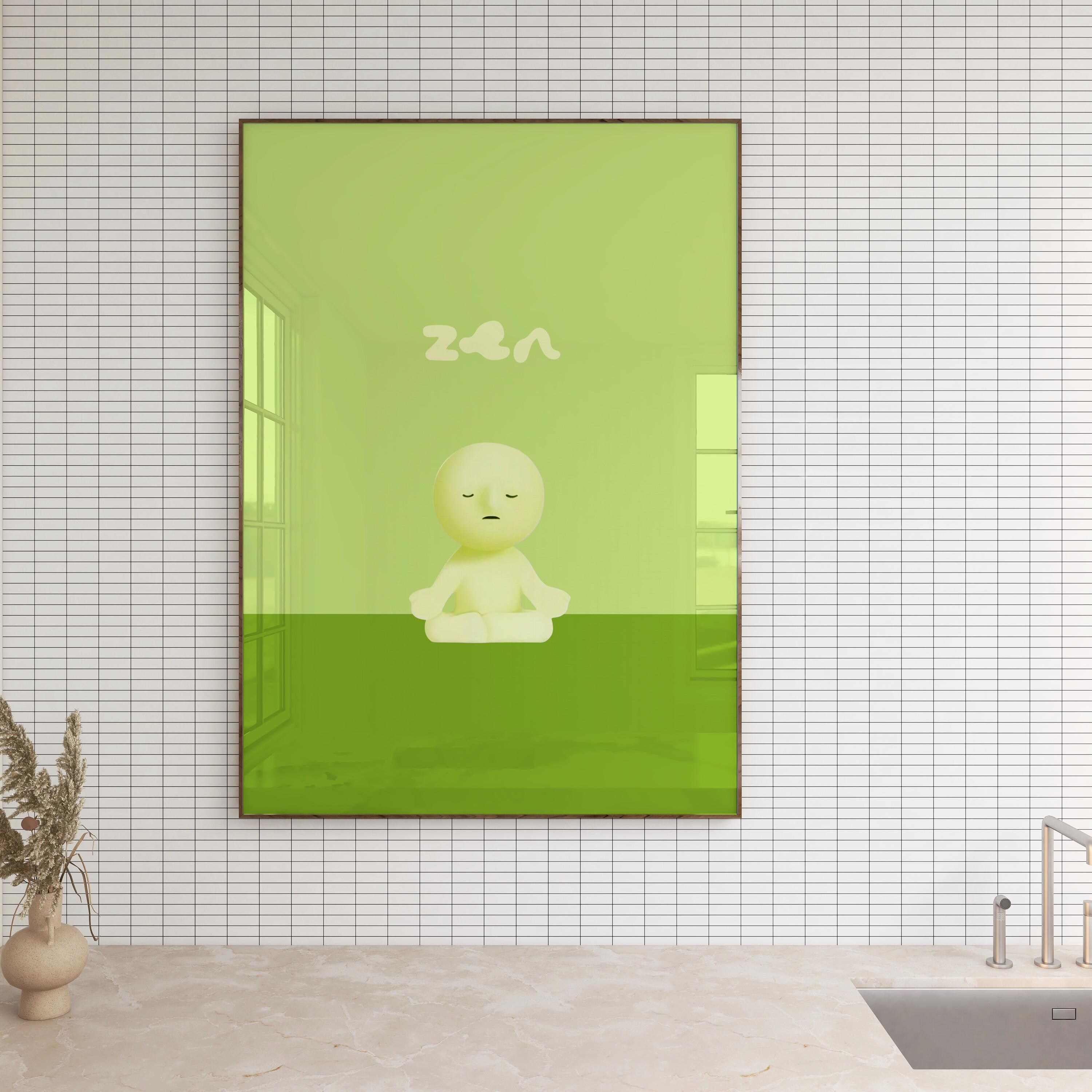 Smiski, Smiski Yoga, Smiski Wall Art, Meditation Art, Bathroom