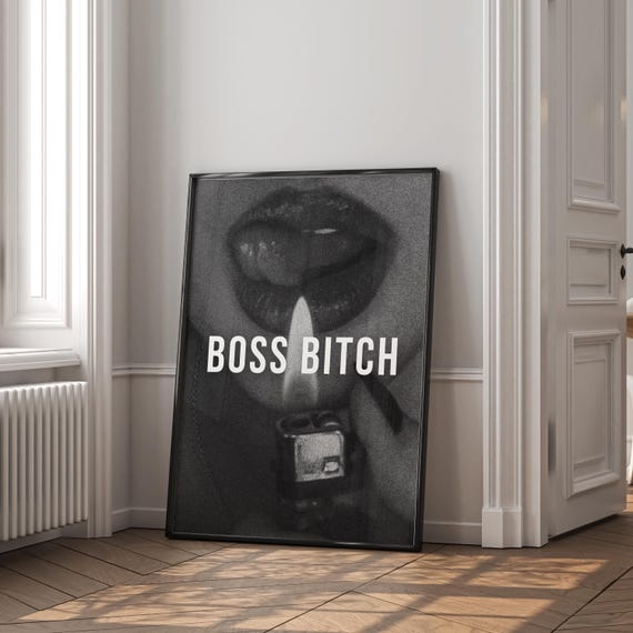 Boss Bitch Print, Girl Boss Art, Female Boss Art, Female Empowerment, Gift For Female Boss, Feminist Print, Dopamine Decor, Sapphic Art
