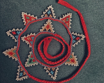 Colorful Beaded Triangle Necklace – Delicate Indigenous Ukrainian Design – Handmade Czech Bead Jewelry