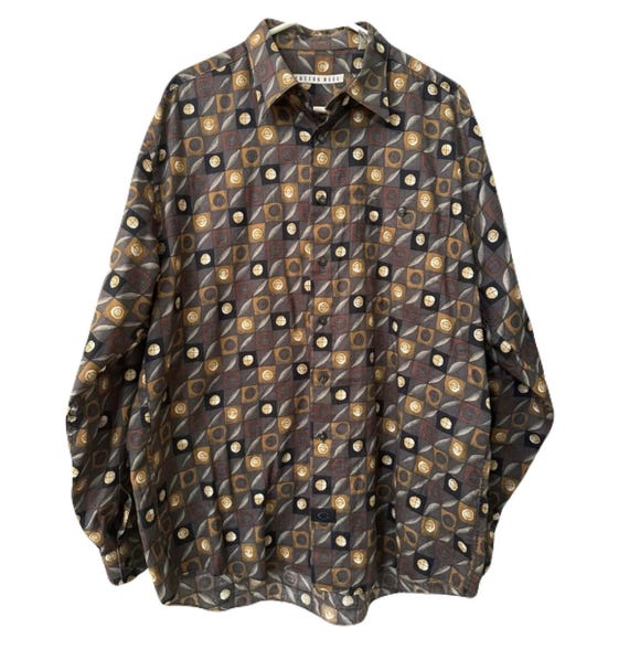 cotton reel dress shirts Cotton Reel Shirt Men's Large 100% Silk Textured Short Sleeve Black