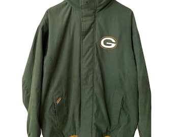 1990er Jahre Vintage Green Bay Packers Herren Größe Medium Softshell Jacke mit Kapuze GIII Carl Banks EUC