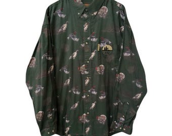 Vintage Herrenhemd Nmit Öse, Größe XXL, Grün