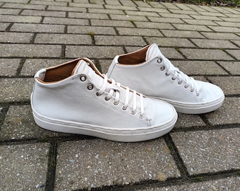 Custom made white leather sneakers EU size 43