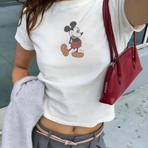 Retro Mickey Disney Baby Tee, Classic Mickey Baby Tee, Y2k 90s Style Mickey Mouse Tee, Mickey Mouse Classic Pose Tee Disneyland Trip Shirt image 2
