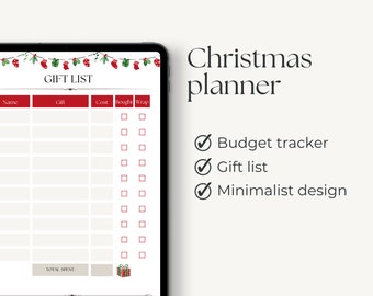 Chrismas Planner, Shopping Gift List, Holiday Budget Tracker, Who To Buy For List Printable