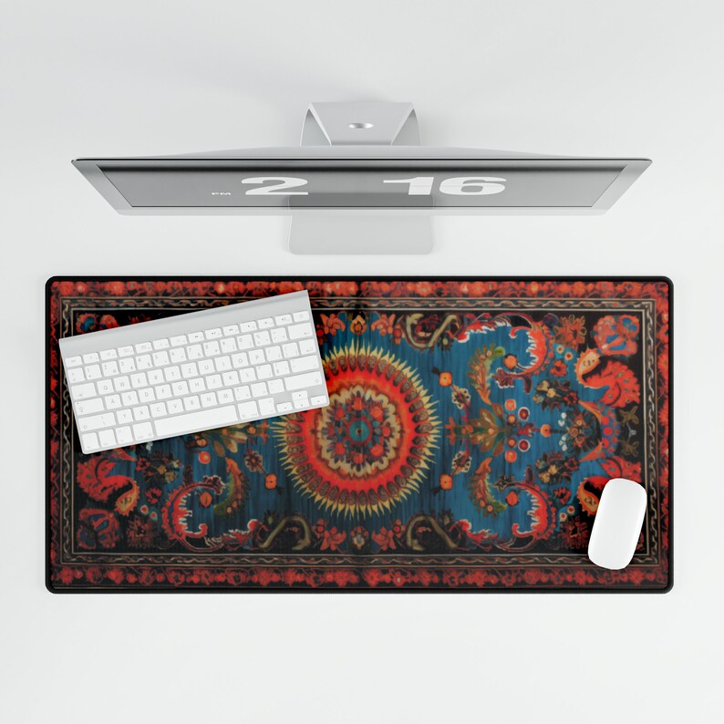 Turkish Rug Mouse Pad Large 31.5x15.5 Desk Mat, Exotic Office Accessory