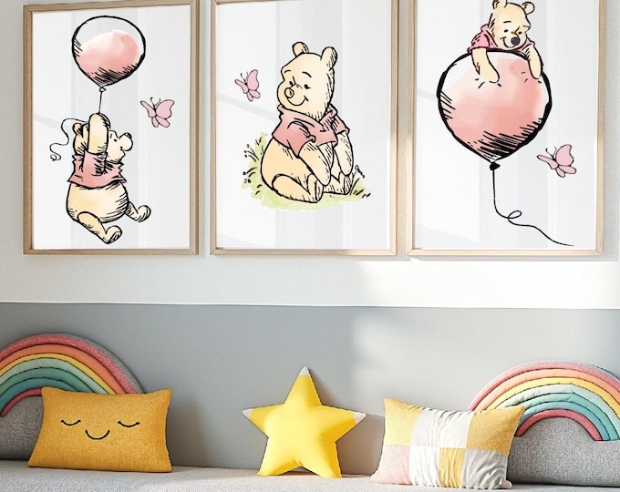 Winnie the Pooh wall prints , A.A. Milne , Winnie the pooh in the hunny, Christopher Robin and Winnie the pooh