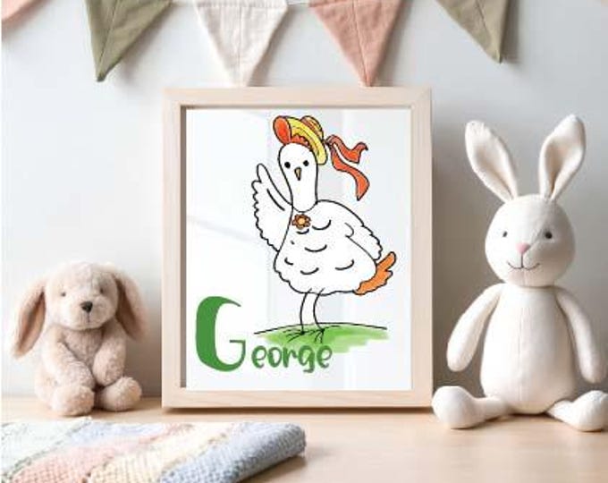Personalized Nursey silly chicken name for kids bedroom