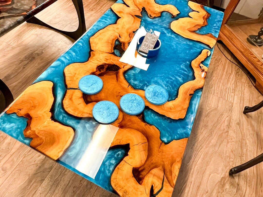 Elite Epoxy Resin Table Made With Cypress With Designer Metal Etsy