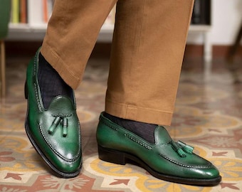 YUKETEN leather tassel loafer shoes 7C 緑 YUKETEN leather tassel loafer shoes 7C 緑