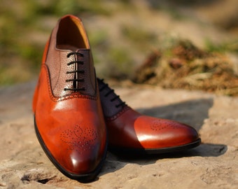 Men's Handmade Brown Oxford Shoes