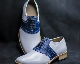 Chaussures Oxford de selle faites à la main sur mesure pour hommes