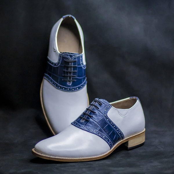 Men's Custom Handmade Saddle Oxford Shoes