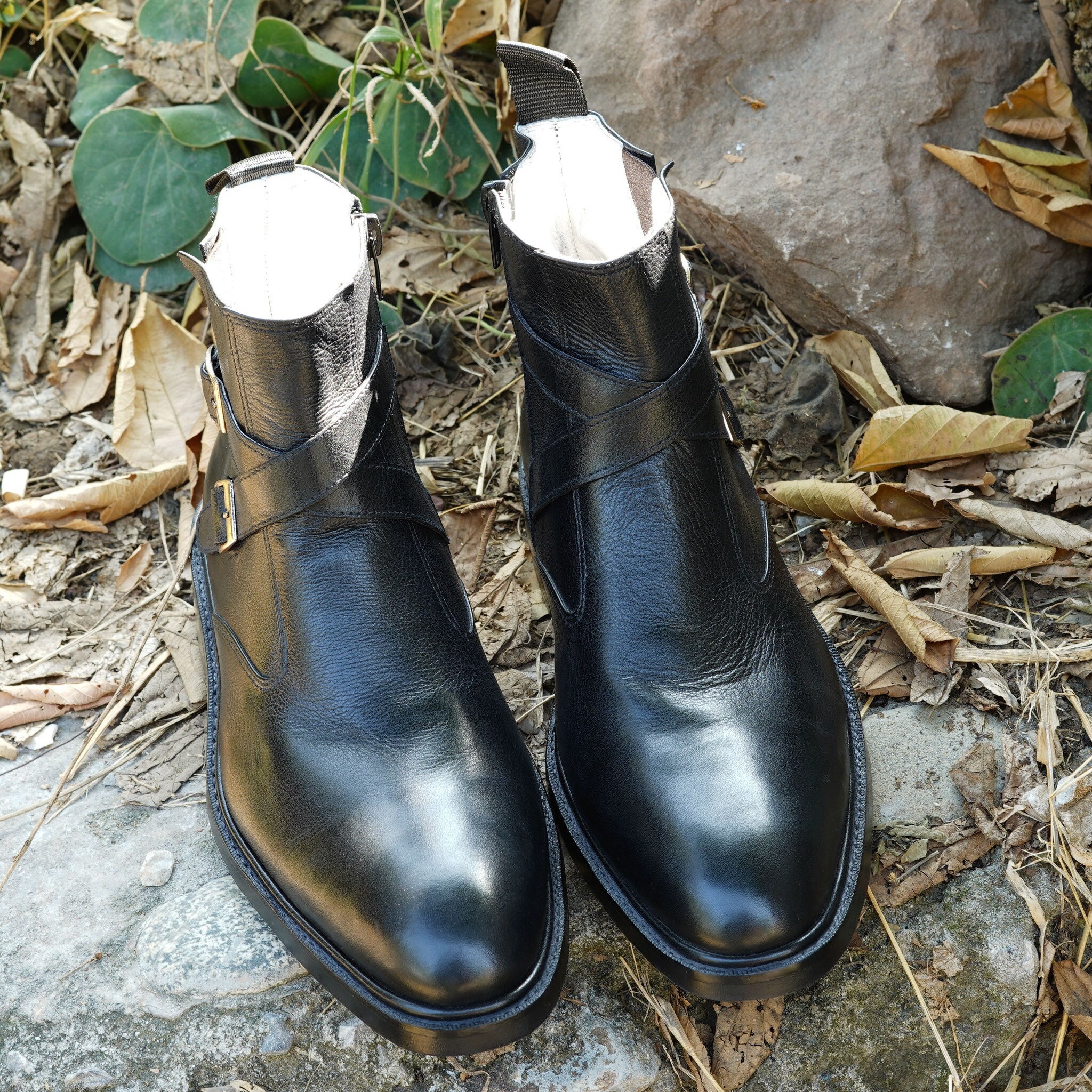 Double zipper ankle boots sale