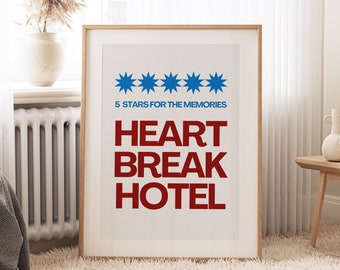 Heartbreak Hotel Print, Coquette Americana Printable Art Poster, Retro Digital Wall Art Print