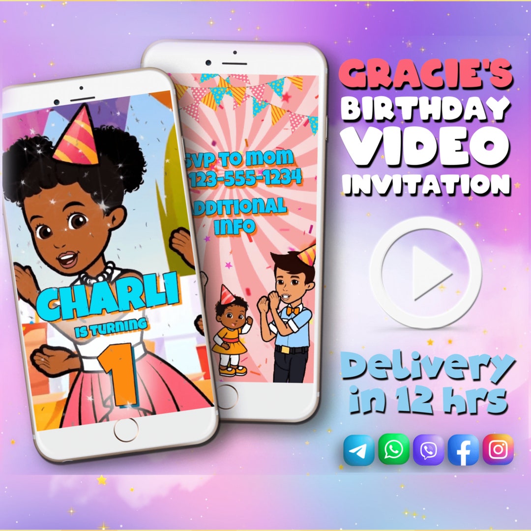 Gracie's Corner Birthday Invitation, Gracie Corner Video Invitation