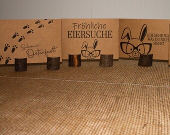 Ostergrußkartenset 4 Karten zum Verschenken, lustige Ostermotive mit Spruch, persönlicher Ostergruß, Osterdeko