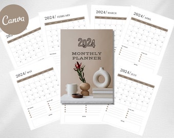 Plan ahead and keep track of your busy schedule with our 2024 monthly overview calendar, Goal planner, Digital planner, Editable planner