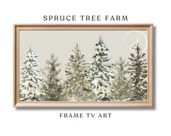 Neutral Spruce Tree Farm- Frame TV Art | Winter Digital Art | Christmas Frame TV Art | Green Frame TV Art