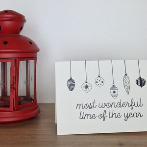 Weihnachtskarte | selbstgemacht | most wonderful time of the year | Weihnachtskugeln | B6 Klappkarte | versandkostenfrei