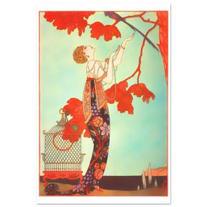 Póster Art Déco vintage de mujer exótica de George Barbier: impresión digital de moda francesa