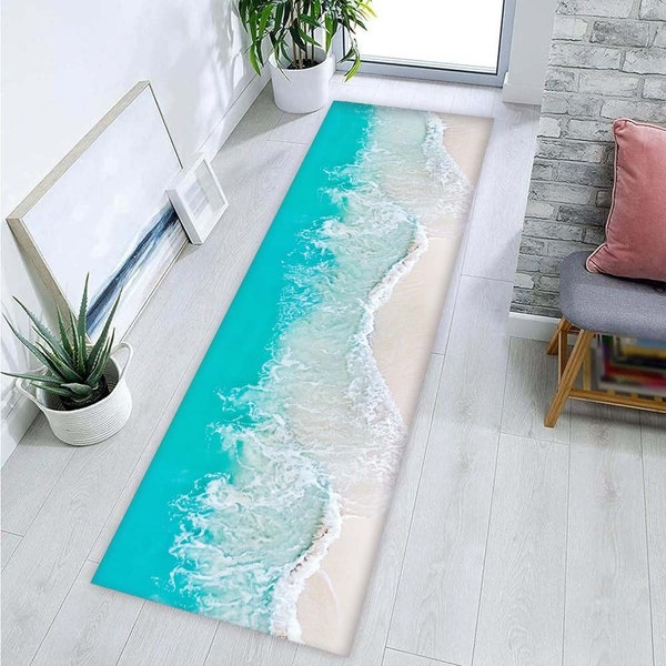 Beach Rug, Beach Design Rug, Sea, Sea Rug, Wave Pattern Rug, Runner Rug, Hotel Rug, Hallway Runner, Living Room Rug, Runner Rug, Custom Gift