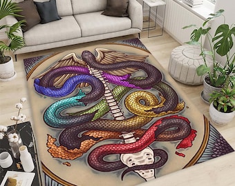 Tappeto con motivo serpente, tappeto serpente, tappeto serpente colorato, tappeto animale, tappeto animale selvatico, tappeto soggiorno, tappeto marrone, decorazione della stanza, regalo personalizzabile
