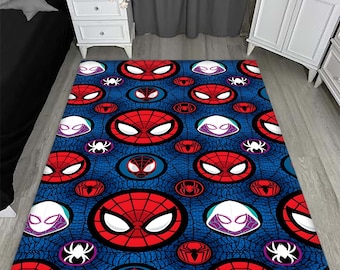 Tappeto Spiderman, Tappeto a motivi Spiderman, Tappeto supereroe, Tappeto per la camera dei bambini, Tappeto per la camera del ragazzo, Decorazione della camera dei bambini, Tappeto per i personaggi dei cartoni animati