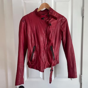 Andrew Marc Vintage Red Leather Jacket Women XS