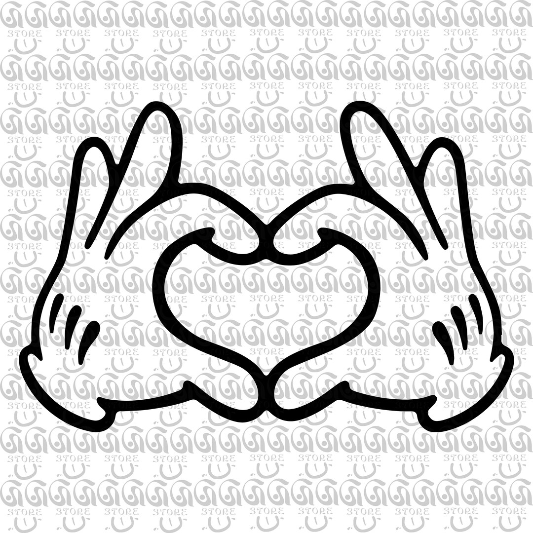 漫画のハートの手 SVG、ミッキーのハートの手 SVG、手袋 SVG、白い手袋のジェスチャー SVG、SVG ファイル、Cricut  用ファイル、Png、Ai、Eps、Dxf、SVG - Etsy 日本, image size:1080x1080