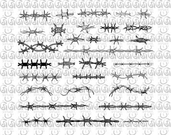 Barbed Wire, Barbed Wire Fence SVG, Jail, Western Ranch, Spike, Tattoo, Vector Image, Cut files for Cricut, DIY Crafts, Png,Ai,Eps,Dxf,Svg