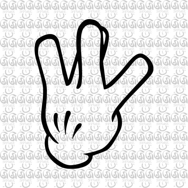 West Coast SVG, Cartoon Hand SVG,  West Side Hand Sign SVG, White Gloves Gesture Svg, Groovy Art Svg, Files for Cricut, Png, Ai, Eps,Dxf,Svg