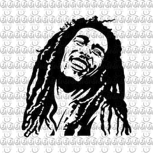 Bob Marley, Image vectorielle, Cricut, Coupe, Découpe et impression, Découpe laser, Autocollants, Artisanat DIY, Png, Ai, Eps, DXF, SVG Téléchargement numérique