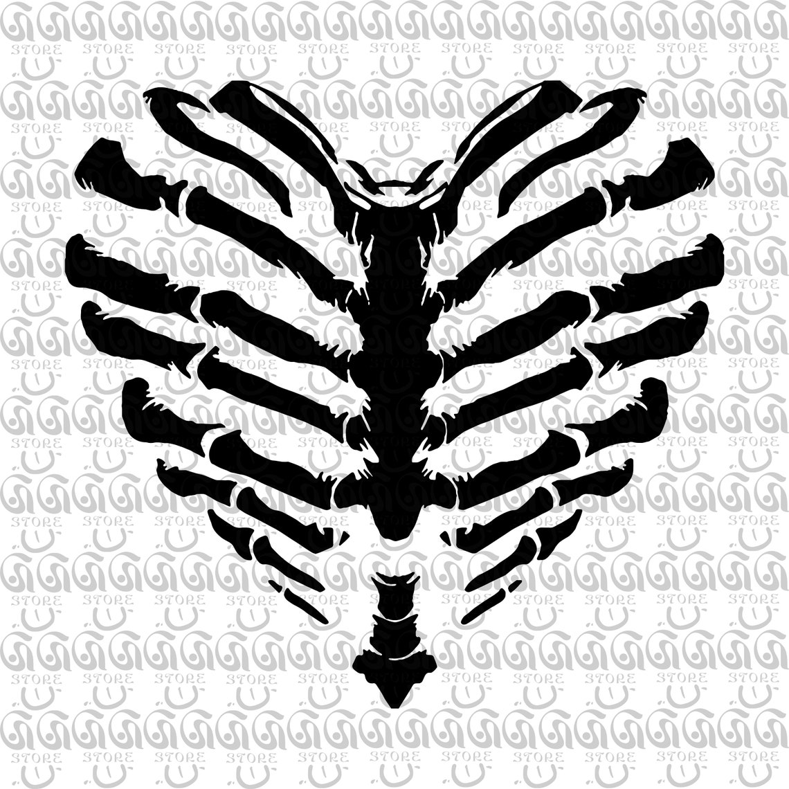 Skeleton Rib Heart SVG, Skeleton Rib Cage Heart SVG, Human Skeleton SVG ...