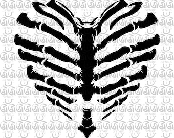 Skeleton Rib Heart SVG, Skeleton Rib Cage Heart SVG,  Human Skeleton SVG, Skeleton Ribcage Svg, Skeleton Chest Svg, Files Svg,Ai,Eps,Dxf,Png