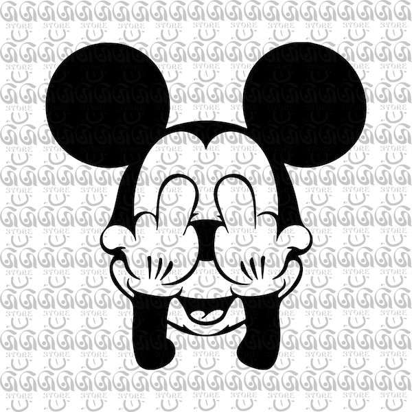 Mickey Middle Fingers SVG,  Hand Gloves SVG, White Gloves Gesture SVG, Fuck you Svg, Mouse Head Svg, Files for Cricut, Png, Ai, Eps, Dxf,Svg