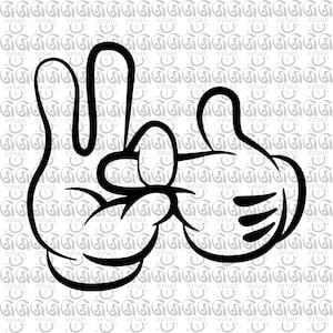 Tecknad finger i hålet handgest SVG, handhandskar SVG, vita handskar gest SVG, tecknade händer Svg, filer för Cricut, Png, Ai, Eps, Dxf, Svg