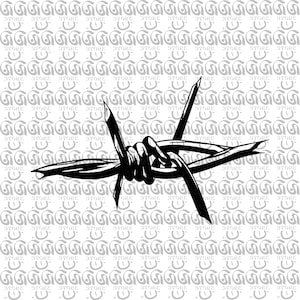 May include: Black and white illustration of barbed wire.