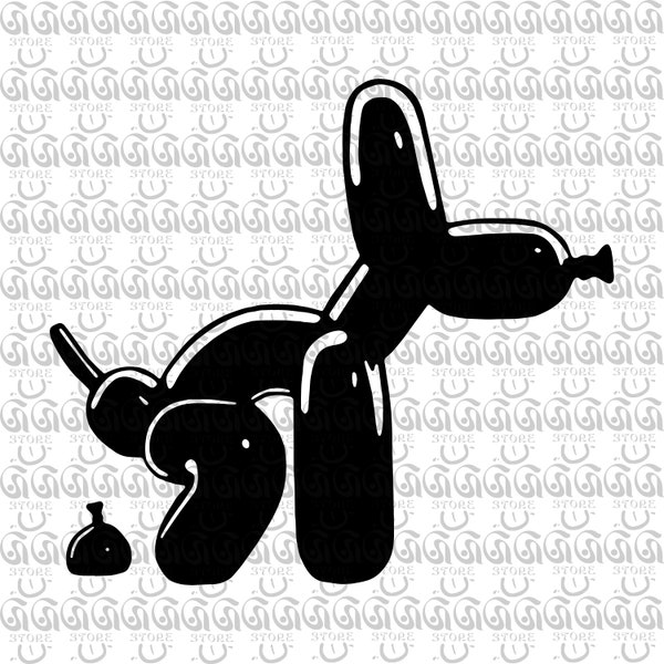 Balloon Dog SVG,  Ballon SVG, Poop SVG, Ballon Poodle Svg, Dog Svg, Dog Pooping Svg, Funny Puppy Svg, Files for Cricut, Png, Ai, Eps,Dxf,Svg